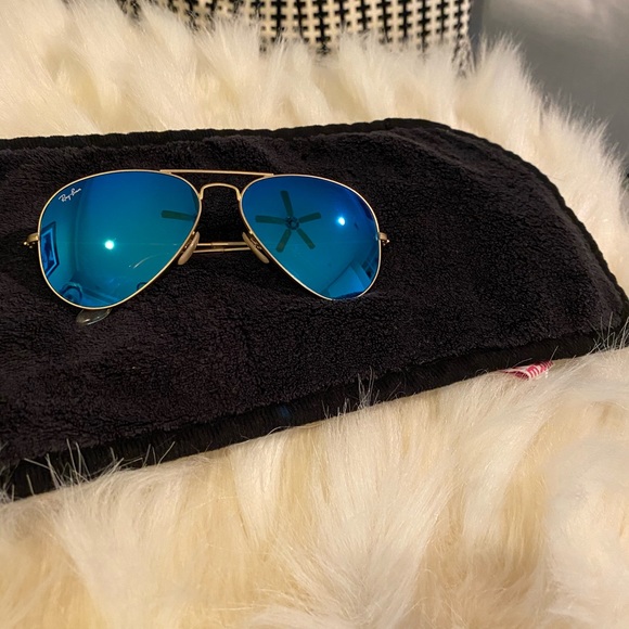 Ray Ban/ blue aviator gold mirror sunglasses main image 5
